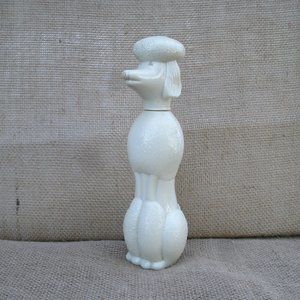 Vintage Avon Poodle Bath Oil Bottle milk glass
